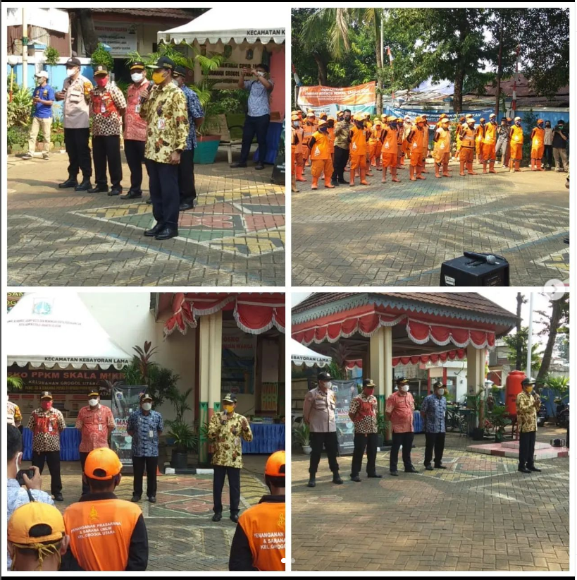 Bapak Plt.Walikota Kota Administrasi Jakarta Selatan memimpin Apel Evaluasi PPSU Kelurahan Grogol Utara di Halaman Kantor Lurah Kelurahan Grogol Utara.